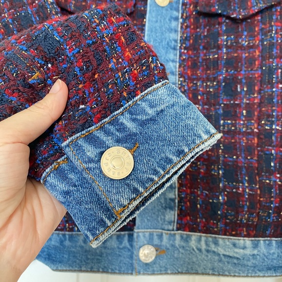 *SOLD* Sandro Chelsy Denim-Trimmed Tweed Jacket - Picture 10 of 12